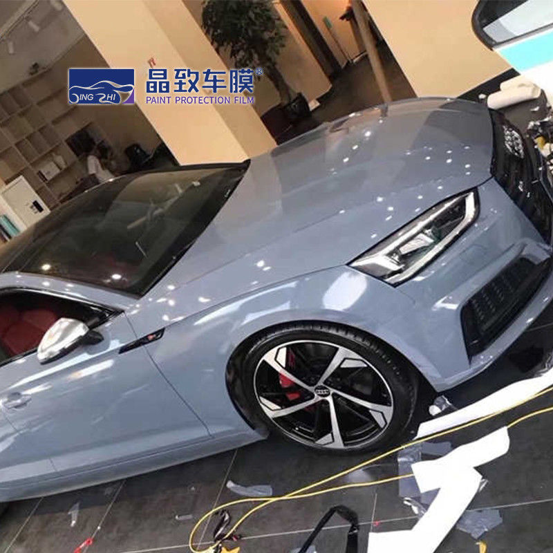 1.52x18M 自動着色されたペイント保護フィルム光沢のあるストーン グレーの自己接着剤